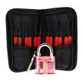 Red Transparent Practice Padlock with Canvas Bag 15PCS Lockpicking Tools Red Silicon Case (Combo 6-2)